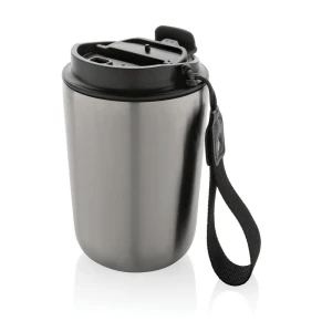 Kubek termiczny 380 ml Cuppa, stal nierdzewna z recyklingu P435.022 /kolor: srebrny, czarny/