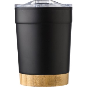 Kubek termiczny 300 ml z bambusowym elementem V1179-03 /kolor: czarny/