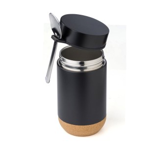 Termiczny pojemnik na żywność 400 ml, łyżka V1218-03 /kolor: czarny/