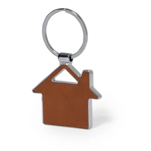 Brelok do kluczy ze skóry z recyklingu V1308-16A /kolor: brązowy/