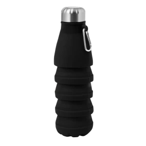 Składana butelka sportowa 550 ml z karabińczykiem V1311-03 /kolor: czarny/