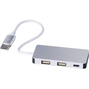 Hub USB i USB typu C V1689-32 /kolor: srebrny/