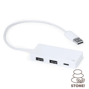 Hub USB i USB typu C z ekstraktu kamienia V2004-02 /kolor: biały/