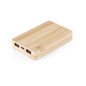 Magnetyczny bezprzewodowy bambusowy power bank 5000 mAh, ładowarka bezprzewodowa 15W V2007-17 /kolor: drewno/
