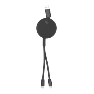 Zwijany kabel do ładowania i synchronizacji z aluminium z recyklingu V2012-03 /kolor: czarny/