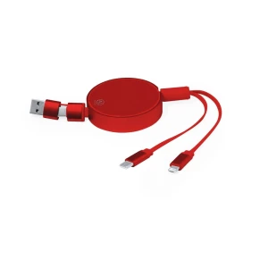 Zwijany kabel do ładowania i synchronizacji z aluminium z recyklingu V2012-05 /kolor: czerwony/