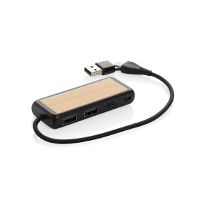 Hub USB, plastik z recyklingu P308.5601 /kolor: czarny/