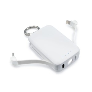 Power bank 4000 mAh, karabińczyk i lampka 1W | Dimetrice VA109-02 /kolor: biały/