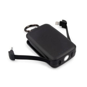 Power bank 4000 mAh, karabińczyk i lampka 1W | Dimetrice VA109-03 /kolor: czarny/