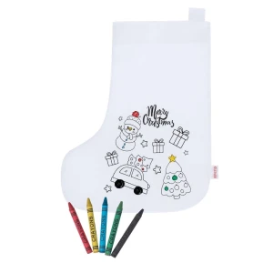 Skarpeta świąteczna do kolorowania, świąteczny wzór, kredki VA236-02 /kolor: biały/
