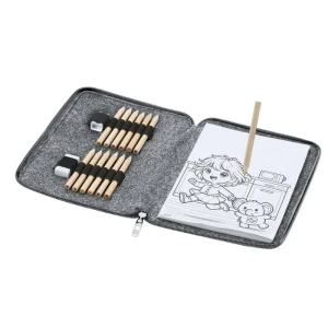 Zestaw do kolorowania z filcu RPET, kredki, temperówka, gumka VA763-19 /kolor: szary/