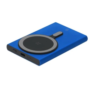 Magnetyczny bezprzewodowy power bank 5000 mAh z aluminium z recyklingu, ładowarka bezprzewodowa 15W VA601-11 /kolor: niebieski/