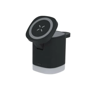 Magnetyczna ładowarka bezprzewodowa 15W z RABS, 3 w 1, stojak na telefon VA603-03 /kolor: czarny/