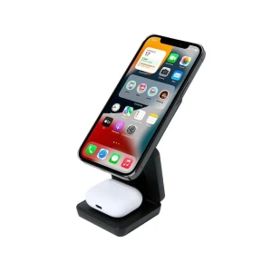 Magnetyczna ładowarka bezprzewodowa 15W z RABS, 3 w 1, stojak na telefon VA604-03 /kolor: czarny/