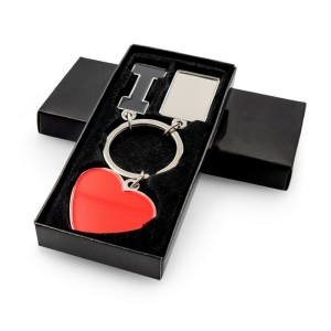 Brelok do kluczy "I love ..." z metalową plakietką | Lydus VA093-32 /kolor: srebrny/