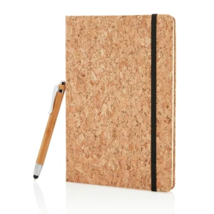 Korkowy notatnik A5, długopis touch pen P773.779 /kolor: brązowy/