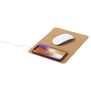 Korkowa podkładka pod mysz, bezprzewodowa ładowarka 5W, stojak na telefon V0388-00 /kolor: neutralny/