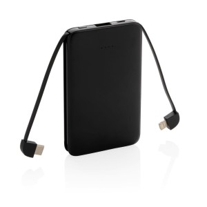 Power bank 5000 mAh, zintegrowany kabel 3 w 1 P322.081 /kolor: czarny/