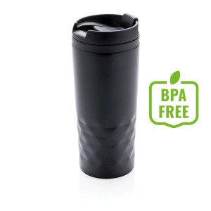 Geometryczny kubek podróżny 300 ml P432.361 /kolor: czarny/