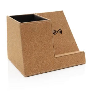 Ładowarka bezprzewodowa 5W, organizer na biurko (kolor: brązowy) P308.199