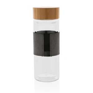 Szklana butelka Impact 360 ml w pokrowcu (kolor: neutralny, szary) P436.780