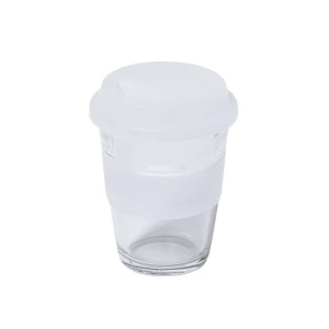 Szklany kubek podróżny 350 ml (kolor: biały) V0987-02