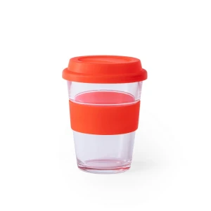 Szklany kubek podróżny 350 ml (kolor: czerwony) V0987-05