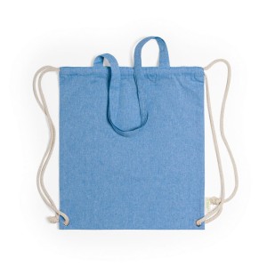 Worek ze sznurkiem i torba na zakupy z bawełny z recyklingu, 2 w 1 (kolor: niebieski) V6792-11