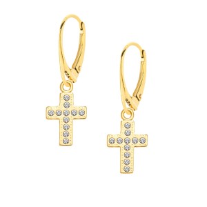 Kolczyki pozłacane z krzyżykami Swarovski