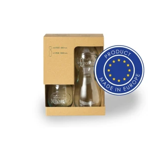Zestaw 2 szklanek 400 ml i szklana butelka 1 L V7207-00 /kolor: neutralny/