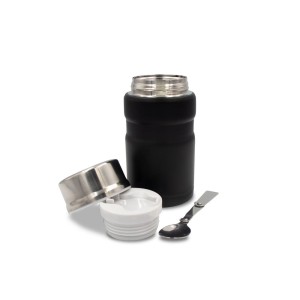 Termiczny pojemnik na żywność 650 ml Air Gifts, składana łyżka V9962-03 /kolor: czarny/
