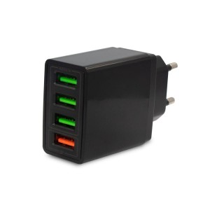 Ładowarka ścienna z 4 portami USB V0195-03 /kolor: czarny/