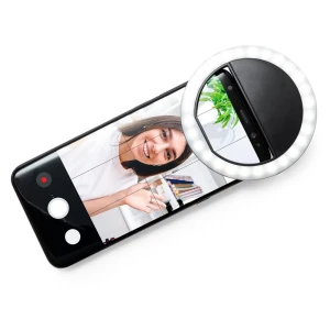Lampka pierścieniowa LED do telefonu, lampka do selfie V0197-03 /kolor: czarny/