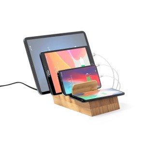 Bambusowa ładowarka bezprzewodowa 10W, stojak na telefon, stojak na tablet V8334-16 /kolor: brązowy/