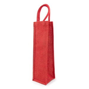Jutowa torba na butelkę V7199-05 /kolor: czerwony/
