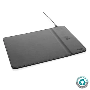 Podkładka pod mysz, ładowarka bezprzewodowa 10W, PU z recyklingu P300.241 /kolor: czarny/