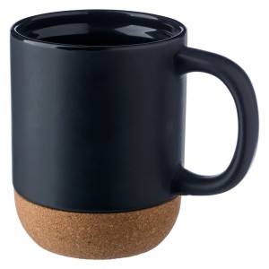 Kubek ceramiczny 420 ml, korkowy element V6985-03 /kolor: czarny/