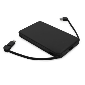Power bank 5000 mAh ze zintegrowanymi kablami, adapter w komplecie | Presley V0905-03 /kolor: czarny/