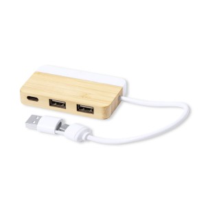 Bambusowy hub USB i USB typu C V1132-00 /kolor: neutralny/