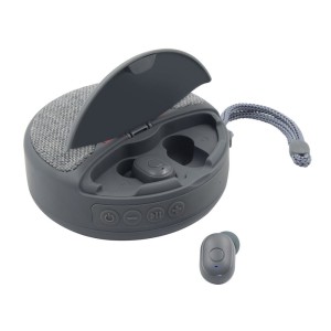 Głośnik bezprzewodowy 5W Air Gifts, radio, bezprzewodowe słuchawki douszne | Caleb V7282-19 /kolor: szary/