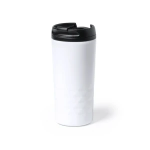 Geometryczny kubek podróżny 310 ml V0473-02 /kolor: biały/
