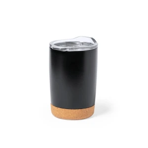 Kubek podróżny 380 ml, korkowy element V0759-03 /kolor: czarny/