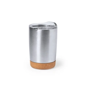 Kubek podróżny 380 ml, korkowy element V0759-32 /kolor: srebrny/