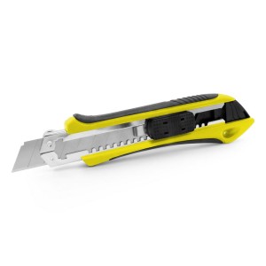 Nóż do tapet z mechanizmem zabezpieczającym, zapasowe ostrza w komplecie | Sutton V7237-08 /kolor: żółty/