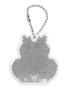 Zawieszka odblaskowa twarda premium z CE bez nadruku - Kot /srebrny/ 038