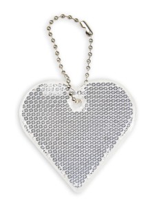 Zawieszka odblaskowa twarda premium z CE bez nadruku - Serce /srebrny/ 069