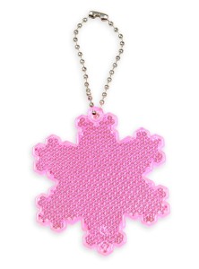 Zawieszka odblaskowa twarda premium z CE bez nadruku - Snowflake /różowy/ 080