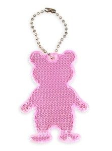 Zawieszka odblaskowa twarda premium z CE bez nadruku - Miś /różowy/ 049