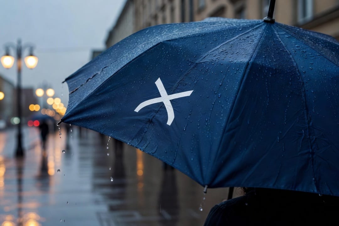 parasol jako nośnik marki podczas deszczu